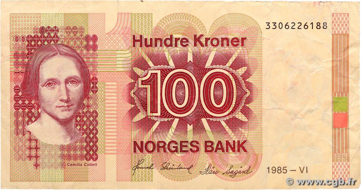 100 Kroner NORVÈGE  1985 P.43c TB+