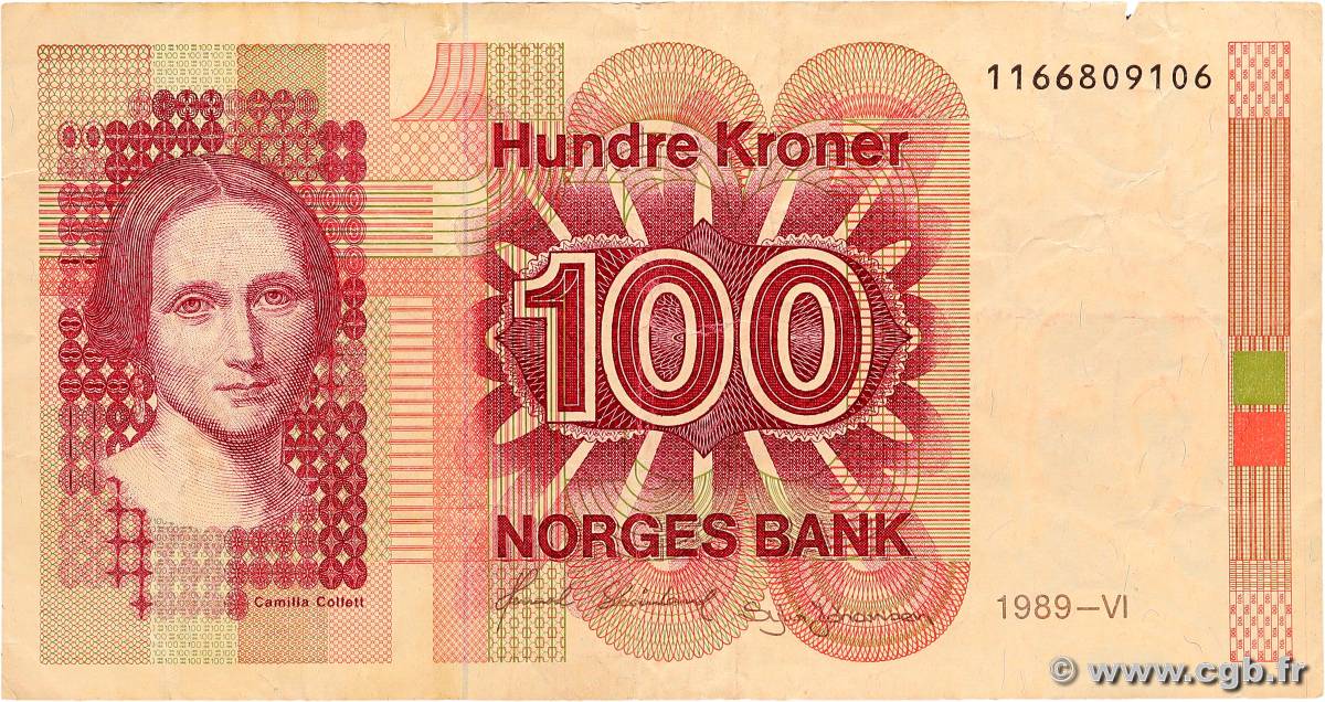 100 Kroner NORVÈGE  1989 P.43d F+