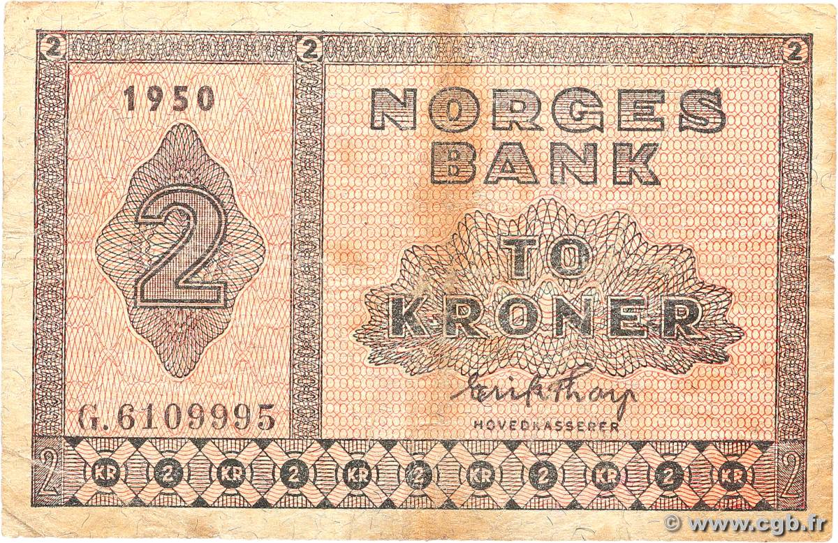 2 Kroner NORVÈGE  1950 P.16b fS