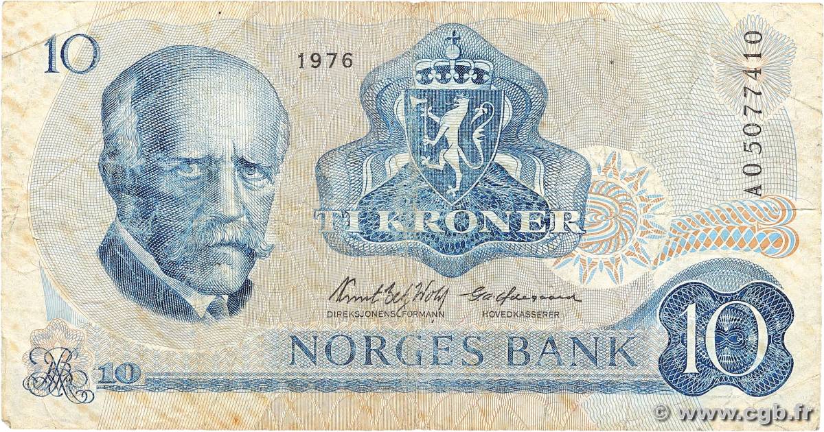 10 Kroner NORVÈGE  1976 P.36b SGE