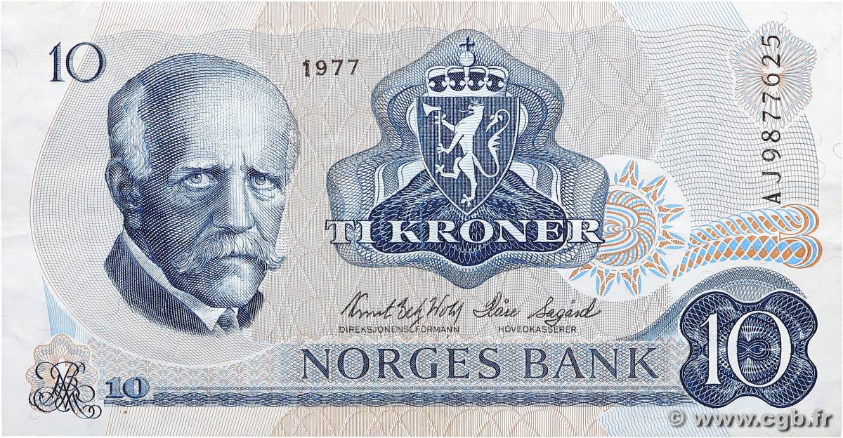 10 Kroner NORVÈGE  1977 P.36c fVZ