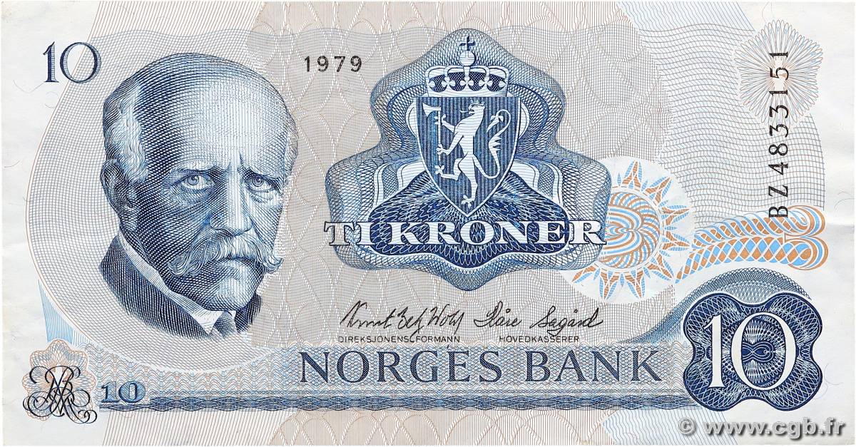 10 Kroner NORVÈGE  1979 P.36c q.SPL