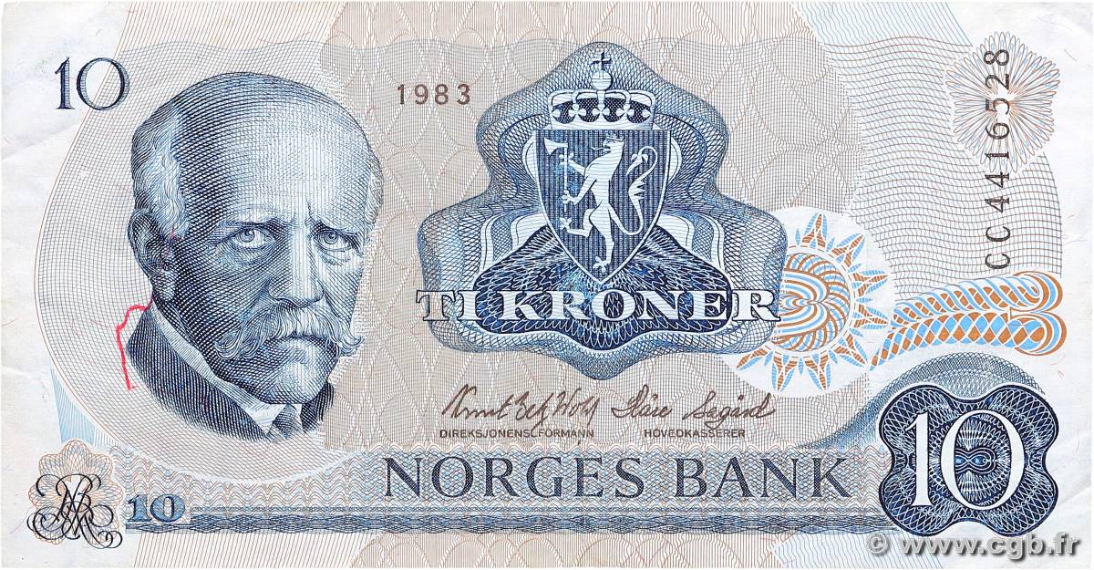 10 Kroner NORVÈGE  1983 P.36c q.BB