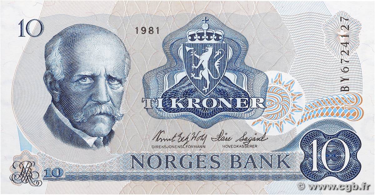 10 Kroner NORVÈGE  1981 P.36c fST+