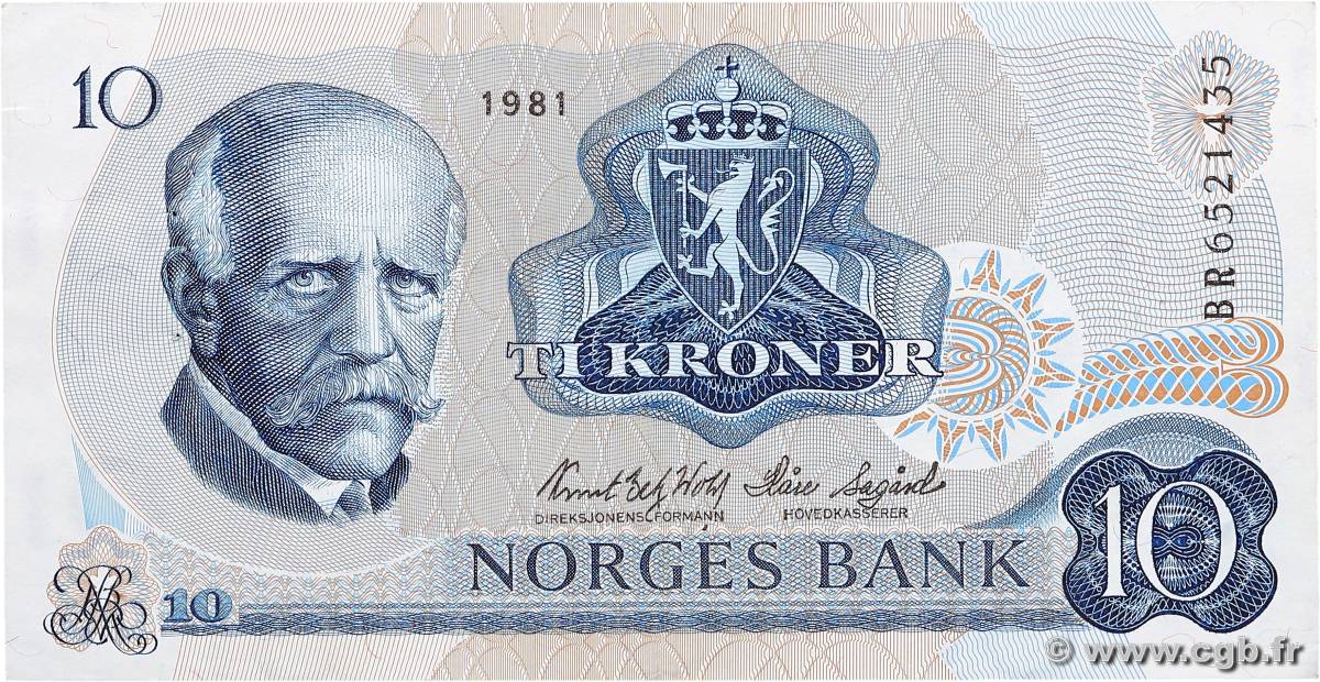 10 Kroner NORVÈGE  1981 P.36c VF+