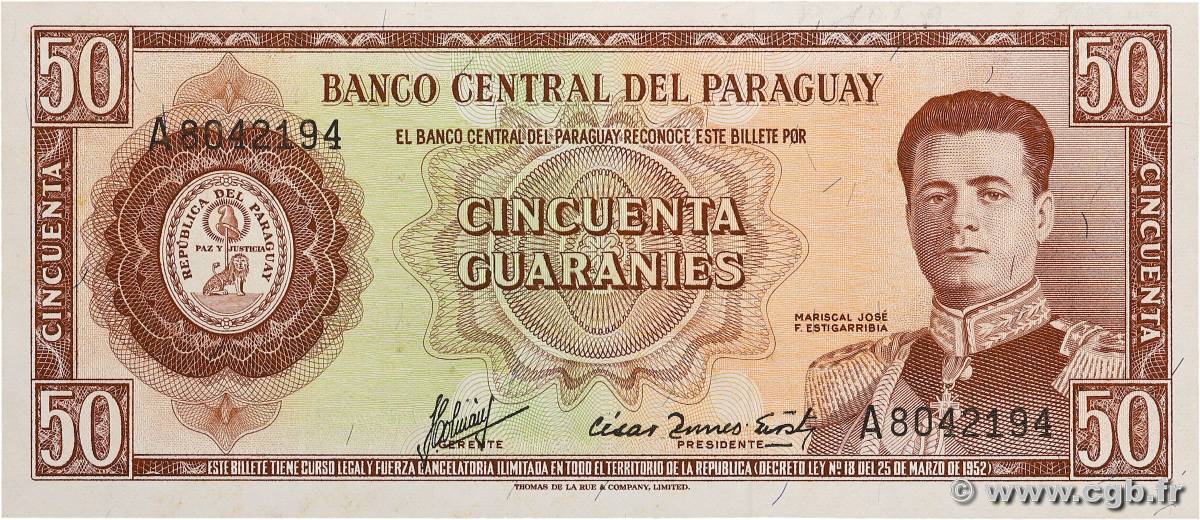 50 Guaranies PARAGUAY  1963 P.197b SPL