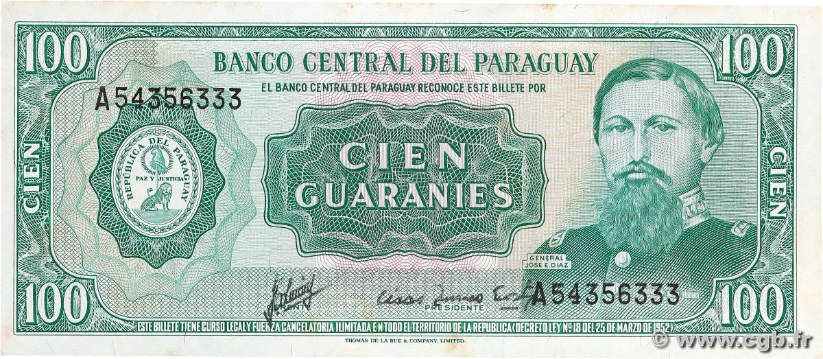 100 Guaranies PARAGUAY  1982 P.205 SUP