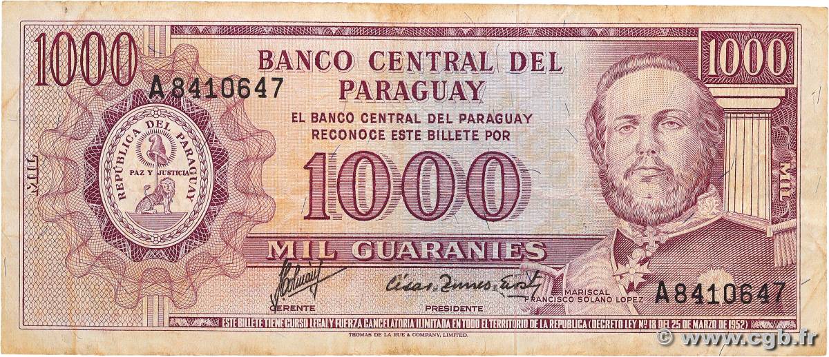 1000 Guaranies PARAGUAY  1995 P.213 TB