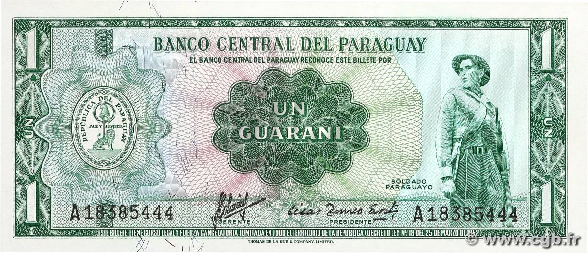 1 Guarani PARAGUAY  1963 P.193a UNC-