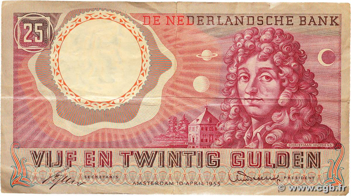 25 Gulden NETHERLANDS  1955 P.087 F