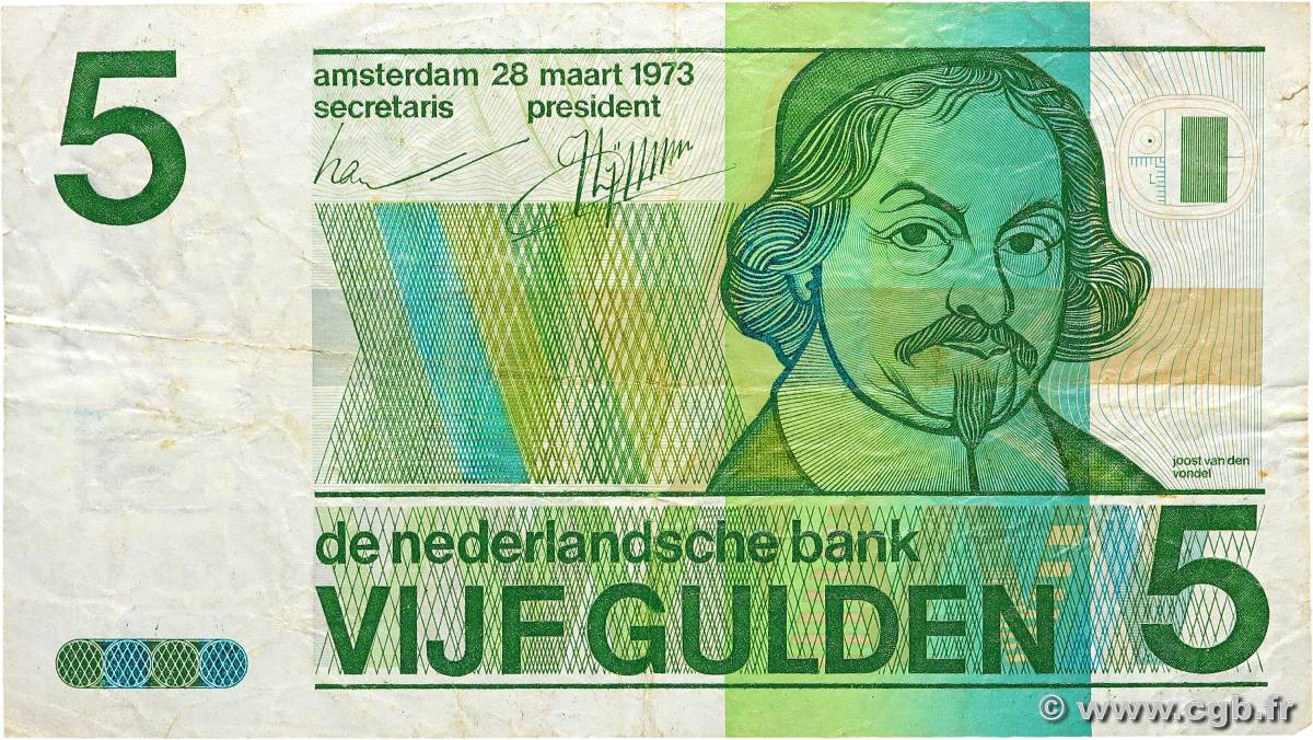 5 Gulden PAYS-BAS  1973 P.095a TB