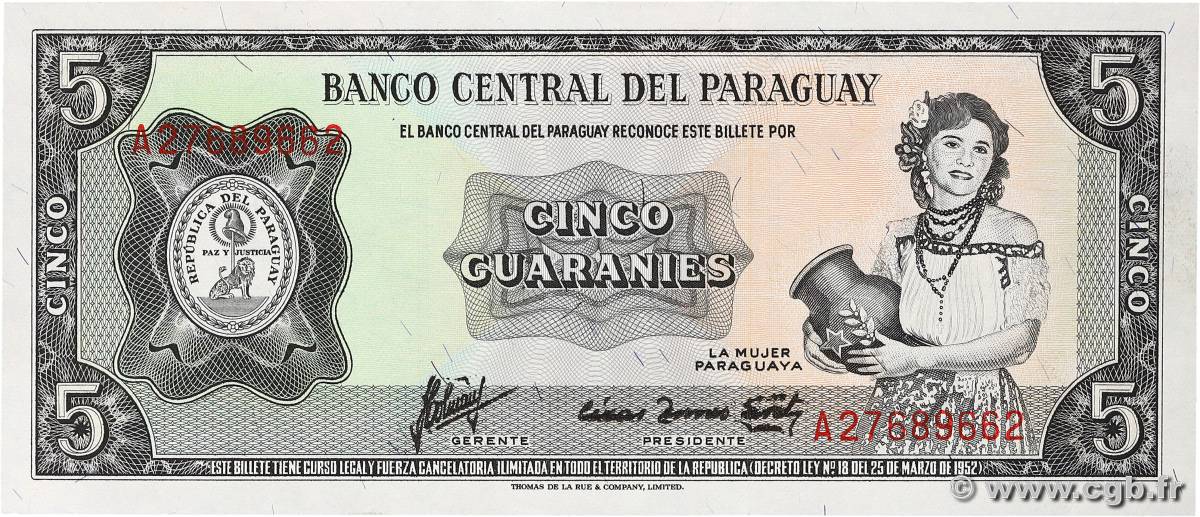 5 Guaranies PARAGUAY  1963 P.195b NEUF