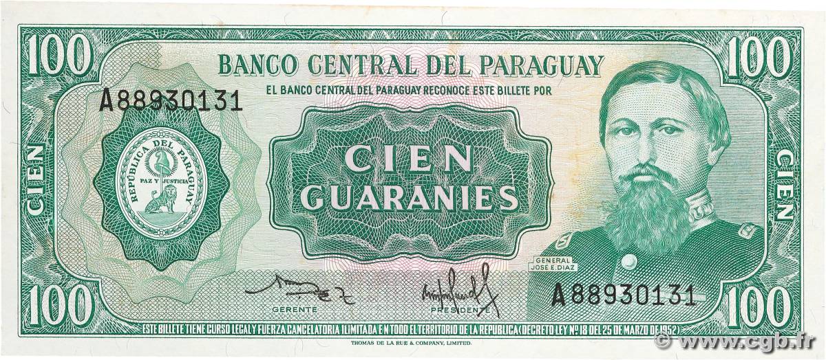 100 Guaranies PARAGUAY  1982 P.205 SPL