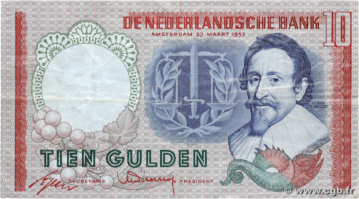 10 Gulden PAYS-BAS  1953 P.085 TB