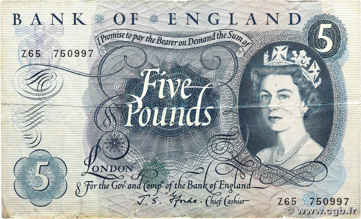 5 Pounds ENGLAND  1966 P.375b S