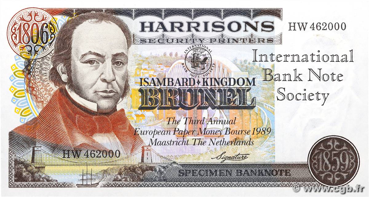 1806 Isambard - Kingdom Brunel Test Note ENGLAND  1989 P.- ST