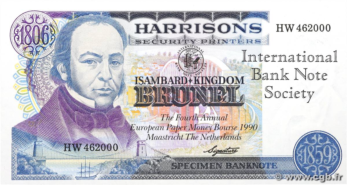 1806 Isambard - Kingdom Brunel Test Note ANGLETERRE  1990 P.- NEUF