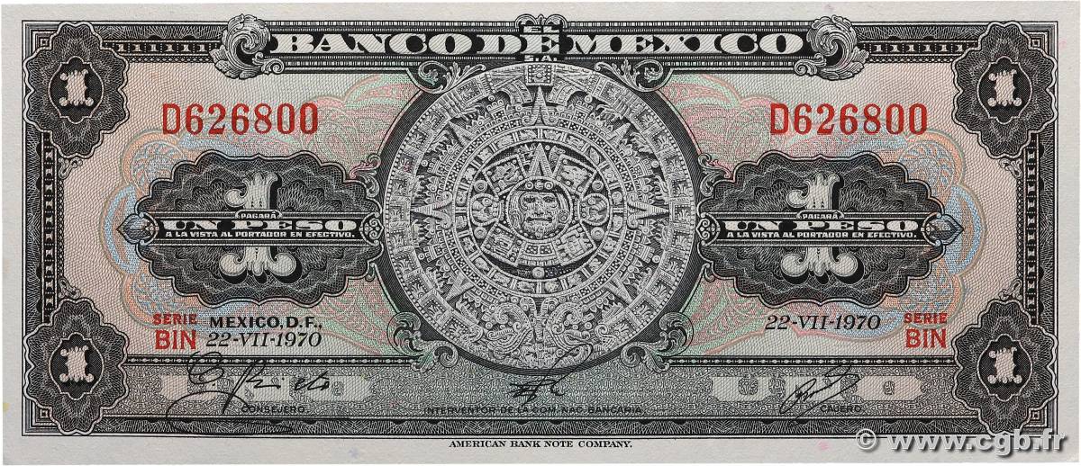 1 Peso MEXICO  1970 P.059l FDC