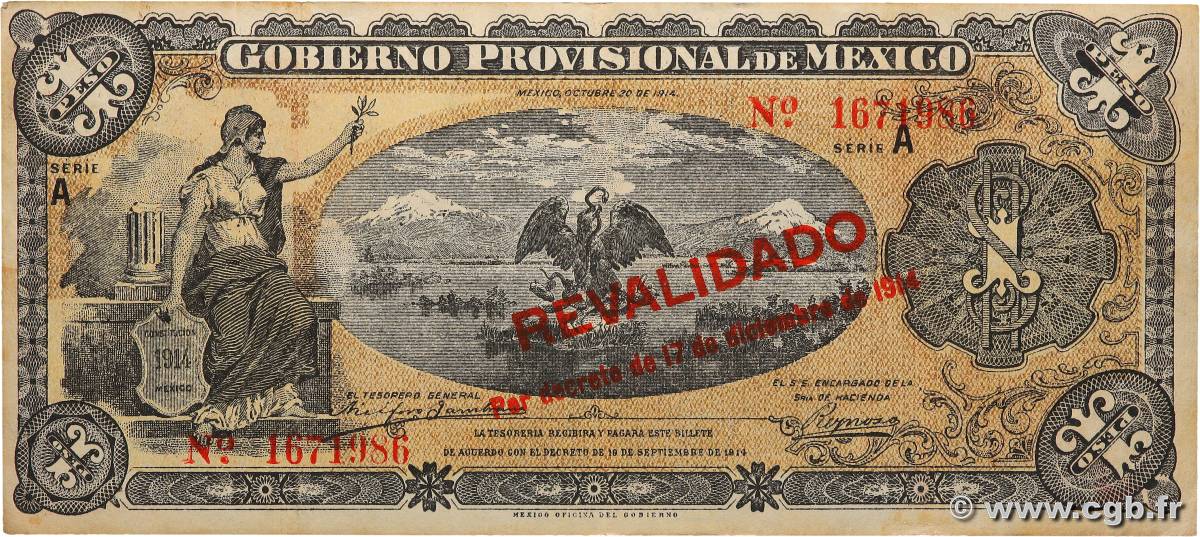 1 Peso MEXICO  1914 PS.0701b XF-