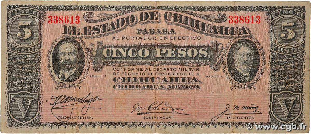 5 Pesos MEXICO  1914 PS.0531d F