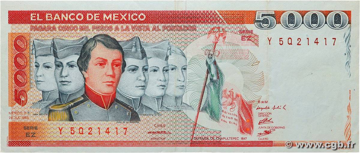 5000 Pesos MEXIQUE  1983 P.083b TTB+