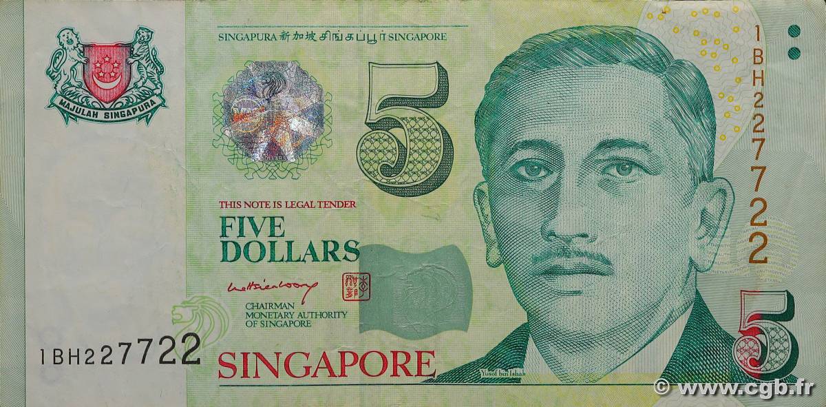 5 Dollars Numéro radar SINGAPORE  2005 P.47A q.BB