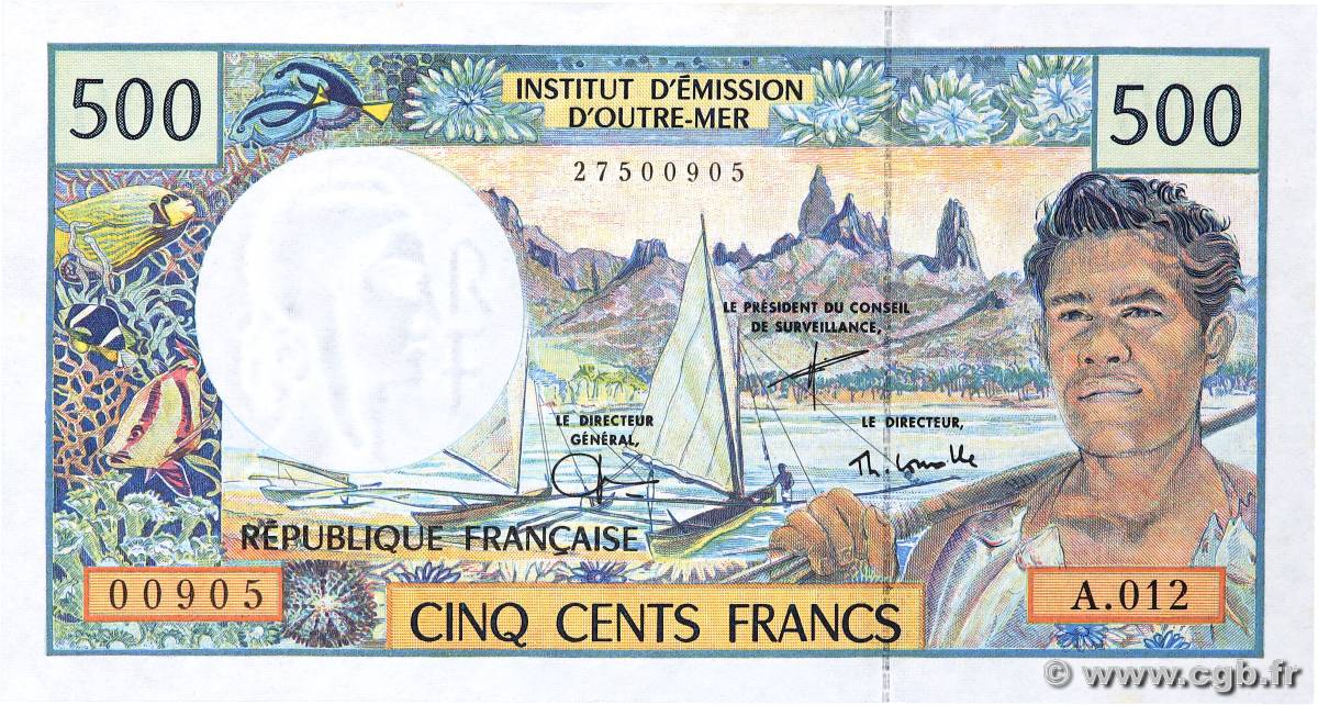 500 Francs FRENCH PACIFIC TERRITORIES  2000 P.01e AU