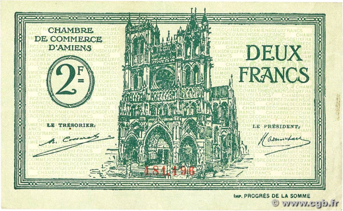 2 Francs FRANCE régionalisme et divers Amiens 1922 JP.007.57 TTB+