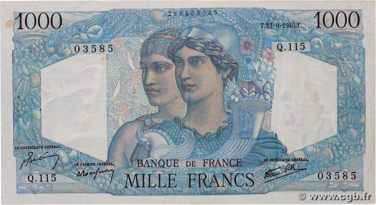 1000 Francs MINERVE ET HERCULE FRANCE  1945 F.41.07 TTB+