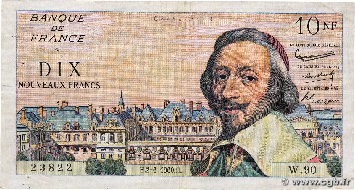 10 Nouveaux Francs RICHELIEU FRANCIA  1960 F.57.08 MB