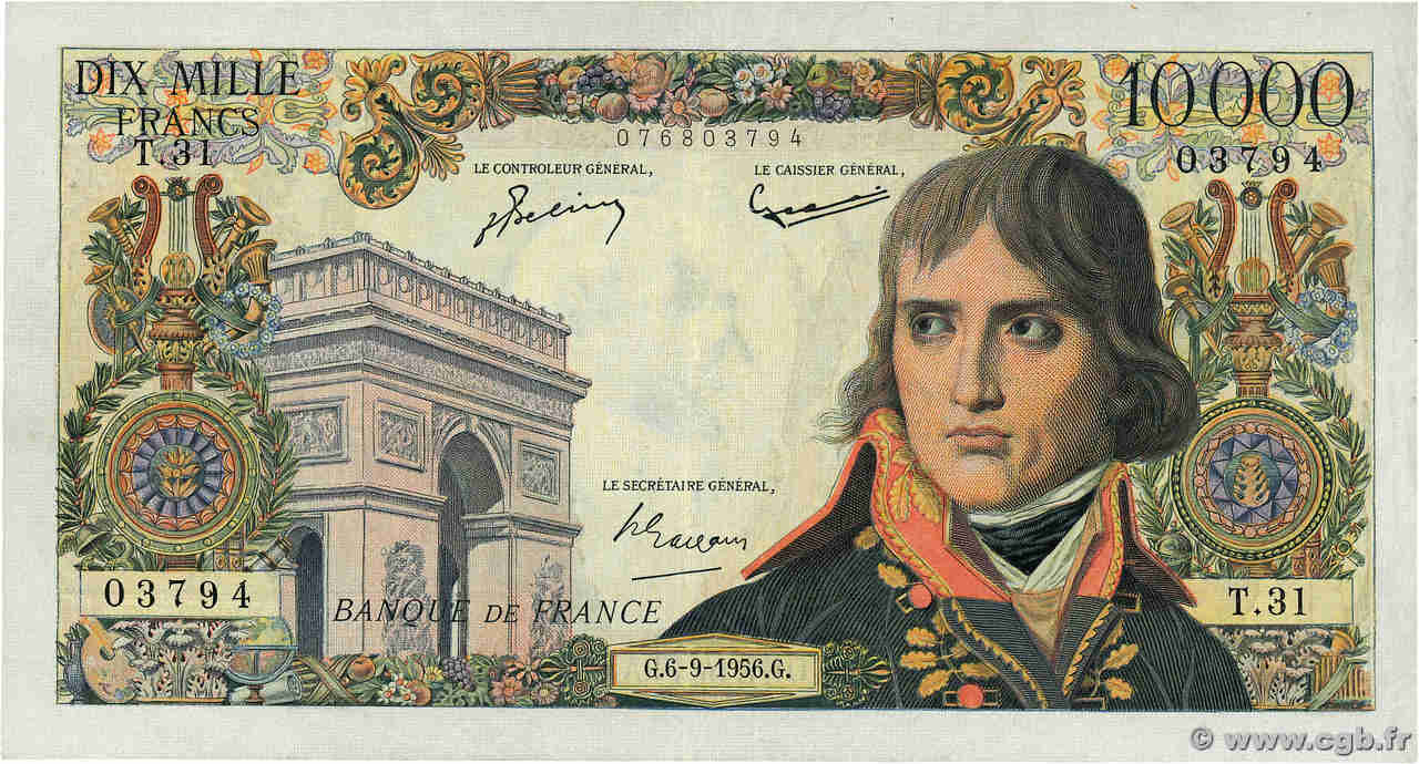 10000 Francs BONAPARTE FRANCE  1956 F.51.04 TTB