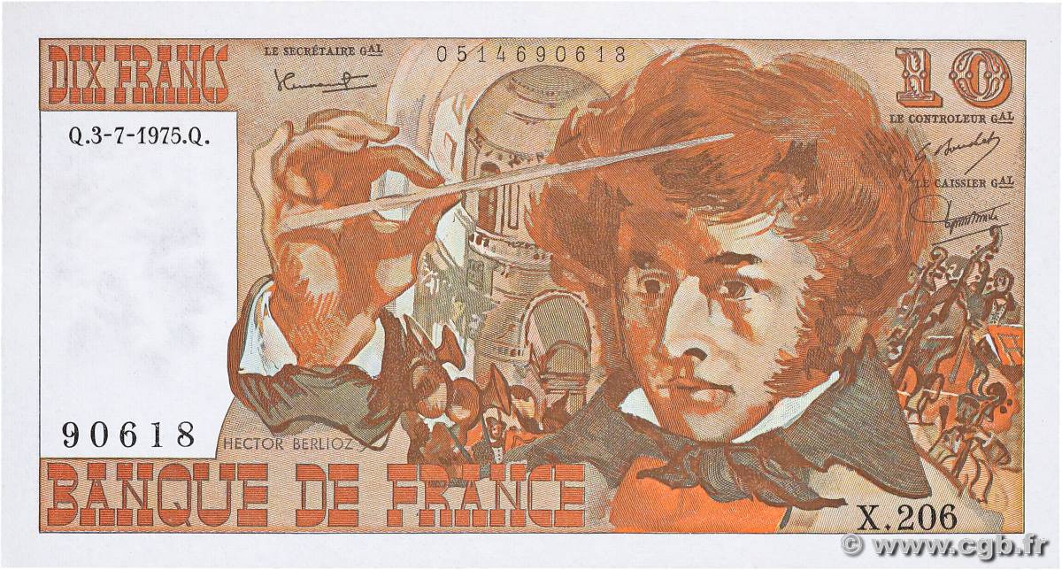 10 Francs BERLIOZ FRANCE  1975 F.63.11 pr.NEUF