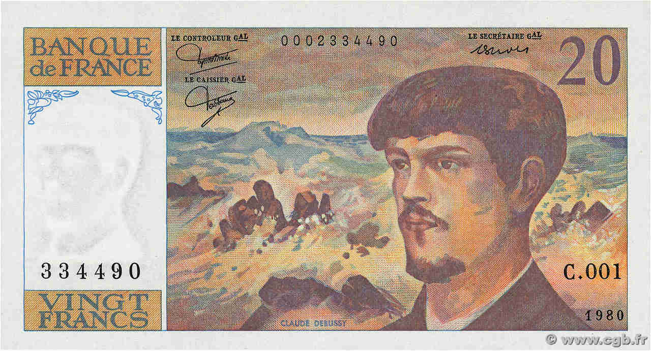 20 Francs DEBUSSY FRANCE  1980 F.66.01 NEUF