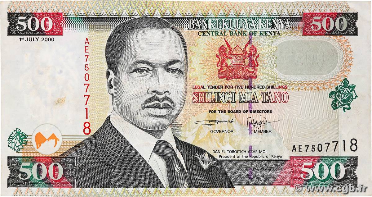 500 Shillings KENYA  2000 P.39c F+