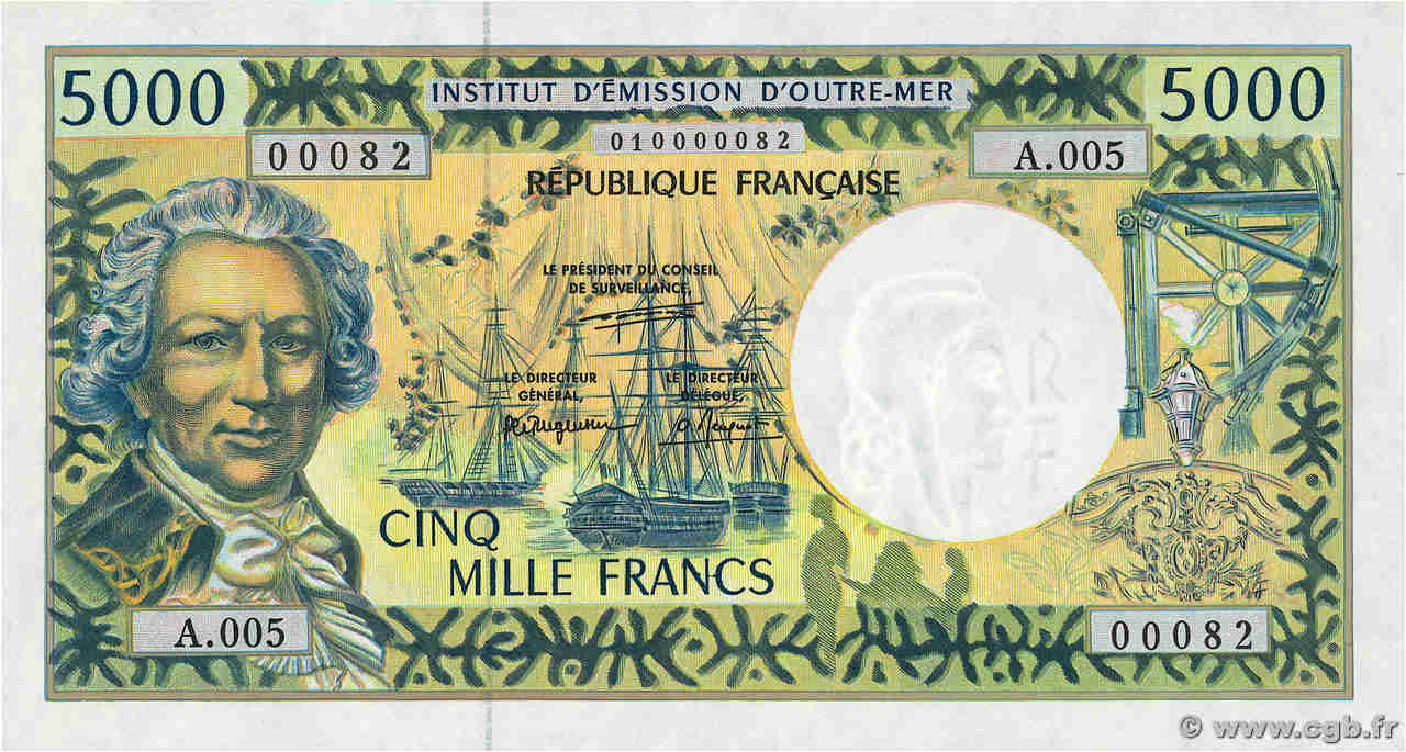 5000 Francs Numéro spécial FRENCH PACIFIC TERRITORIES  1995 P.03a fST+