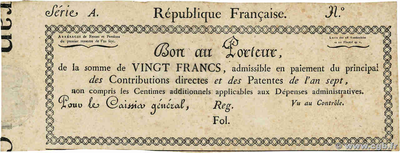 20 Francs FRANCIA  1798 Laf.214a var MBC+