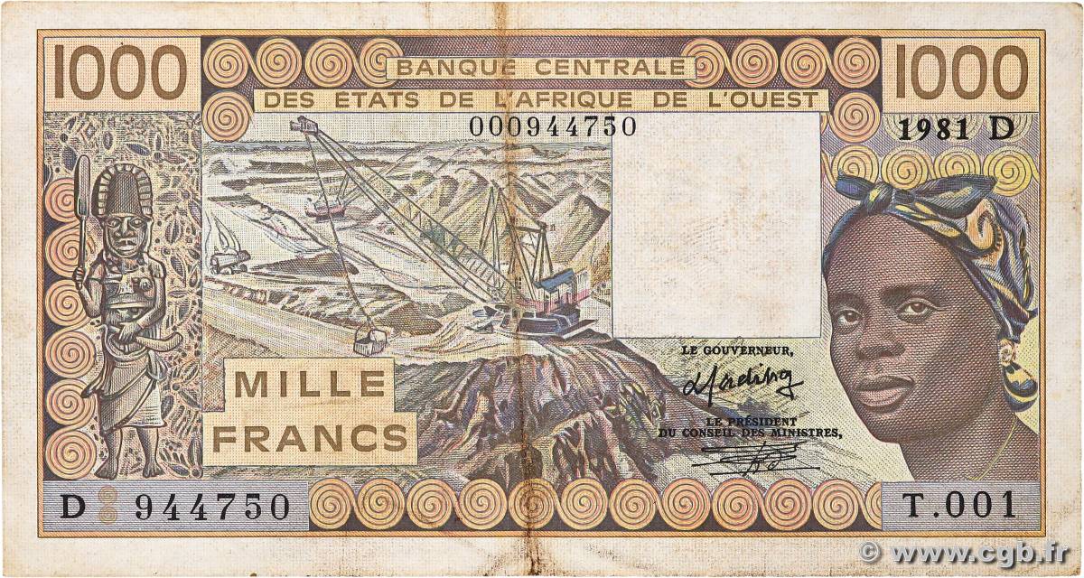 1000 Francs STATI AMERICANI AFRICANI  1981 P.406Db B