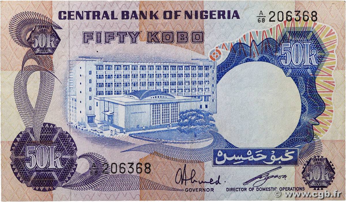 50 Kobo NIGERIA  1973 P.14f BB