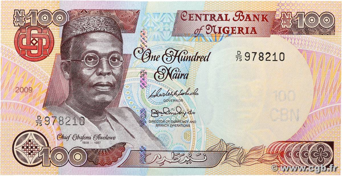 100 Naira NIGERIA  2009 P.28i UNC