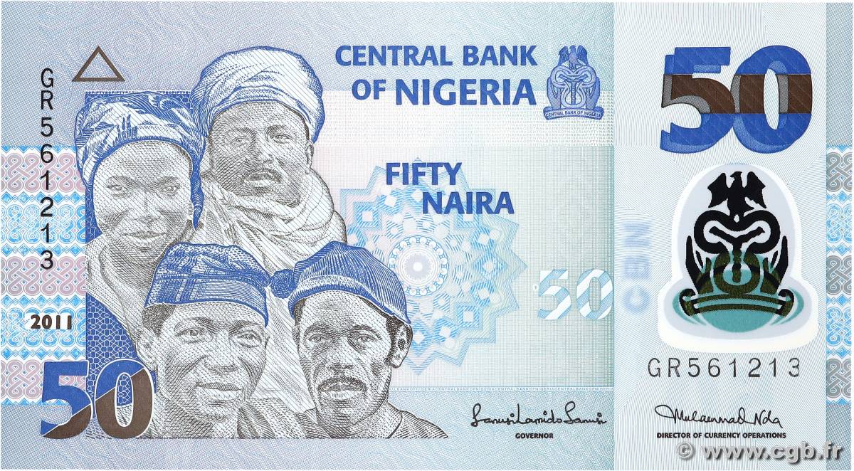 50 Naira NIGERIA  2011 P.40c UNC