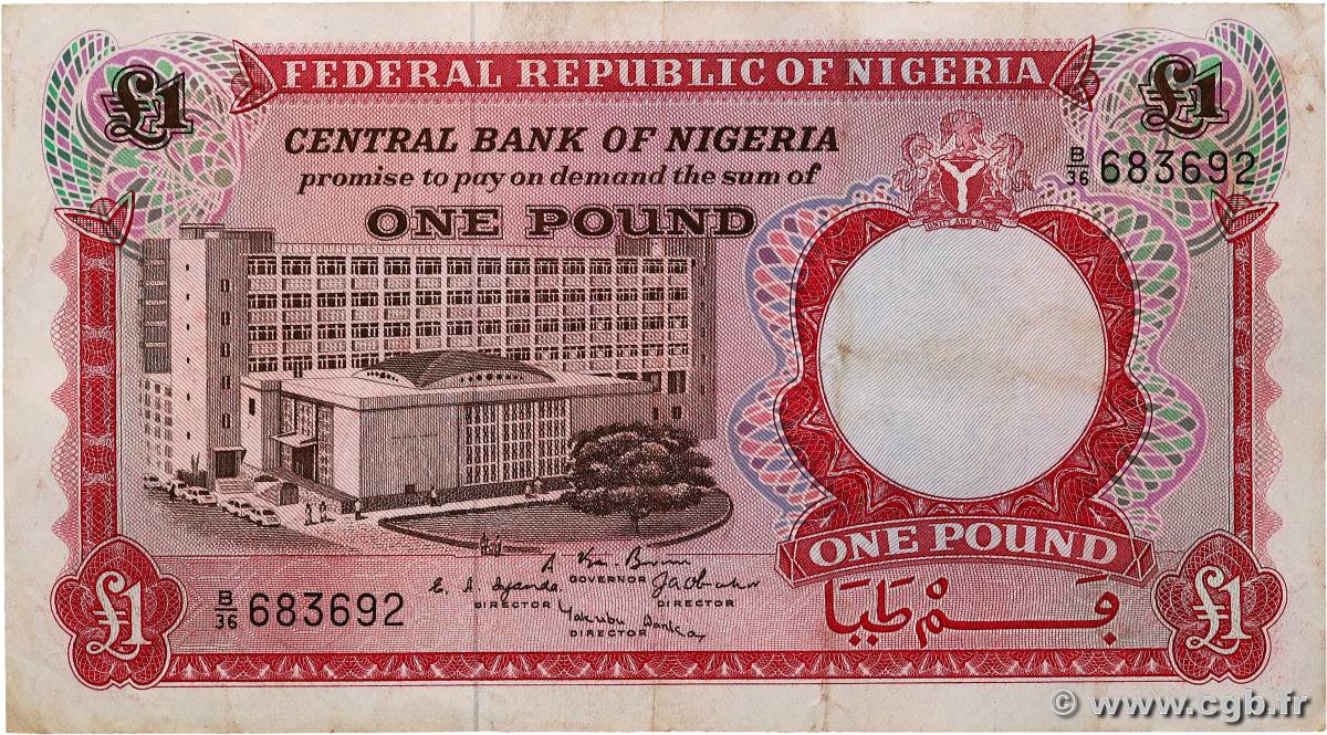 1 Pound NIGERIA  1697 P.08 VF