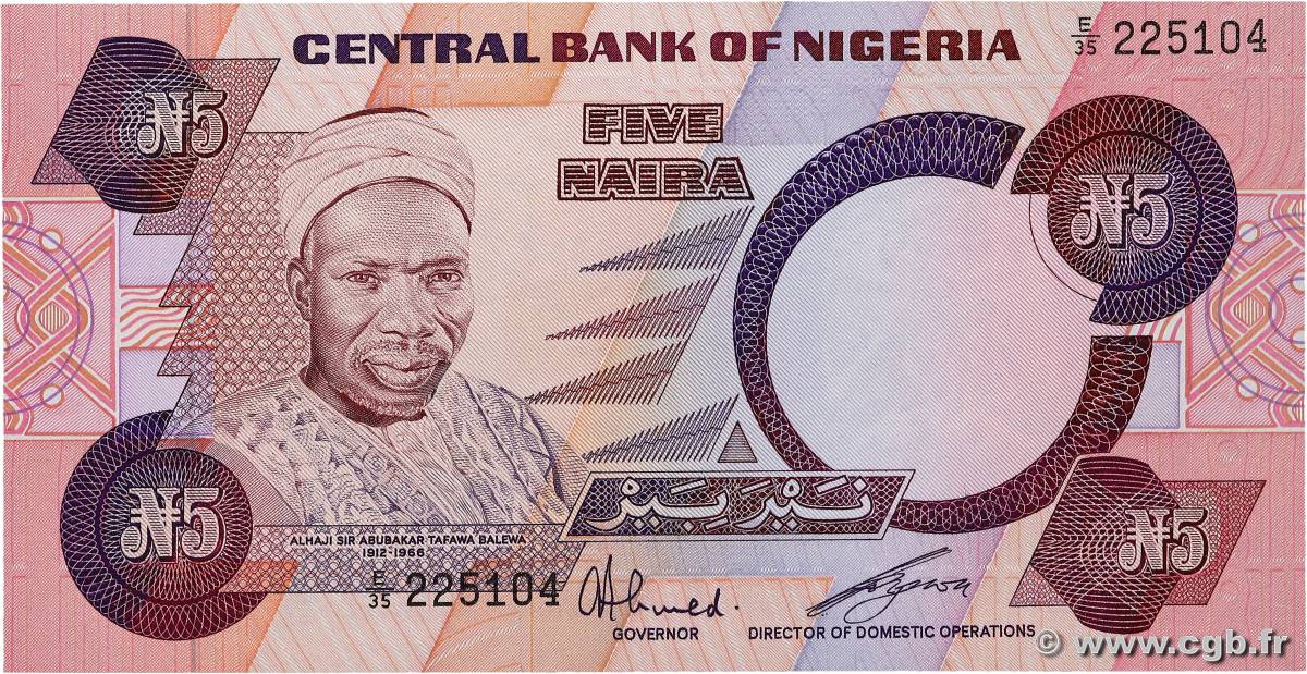 5 Naira NIGERIA  1984 P.24a UNC