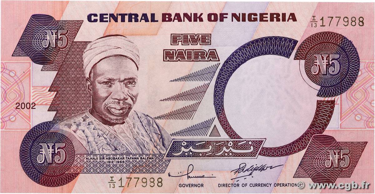 5 Naira NIGERIA  2002 P.24g FDC