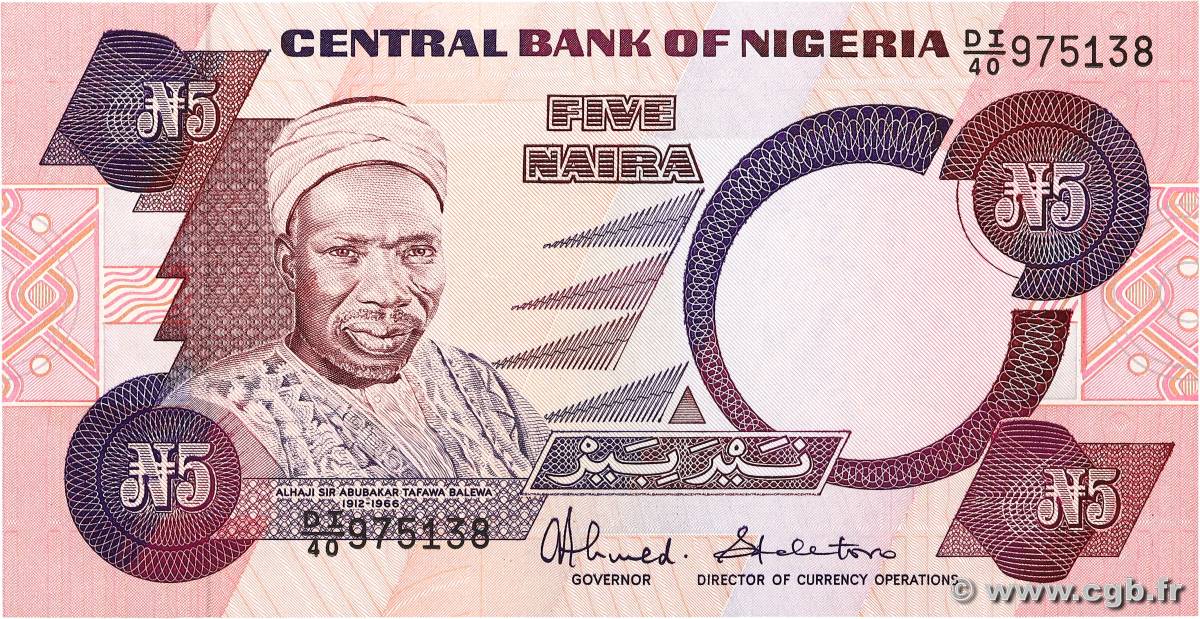 5 Naira NIGERIA  1984 P.24c UNC