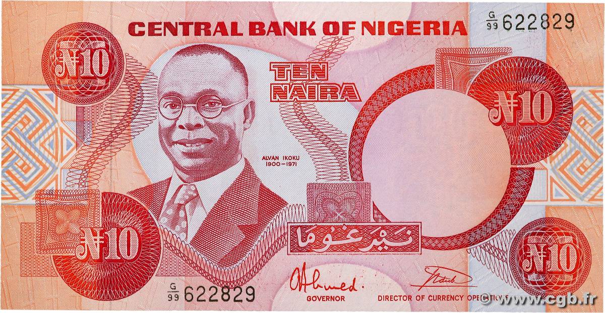 10 Naira NIGERIA  1984 P.25b ST