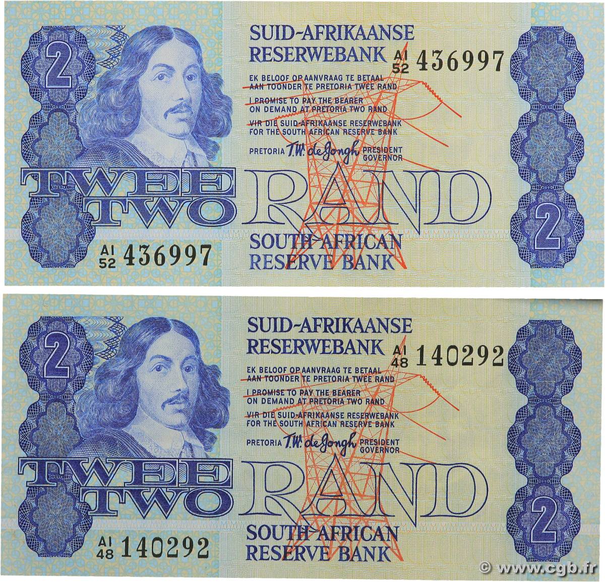 2 Rand Lot AFRIQUE DU SUD  1978 P.118a SUP+