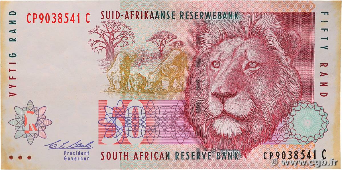 50 Rand SOUTH AFRICA  1992 P.125b VF+