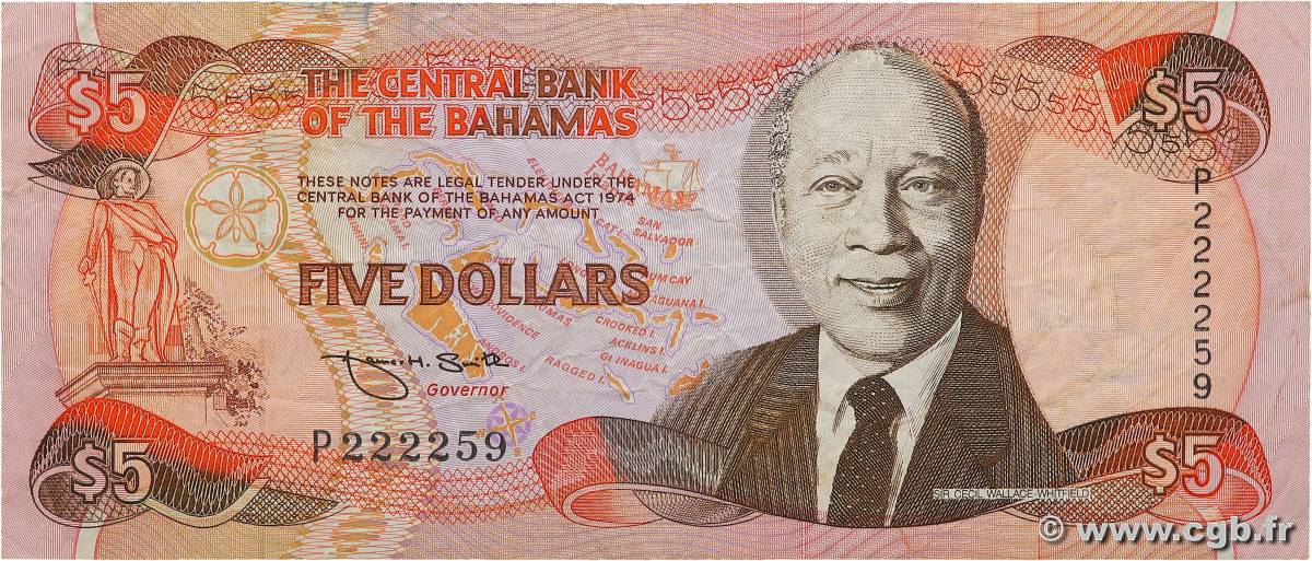 5 Dollars BAHAMAS  1995 P.52 MB