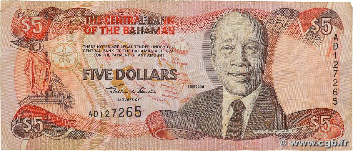 5 Dollars BAHAMAS  2001 P.63b F