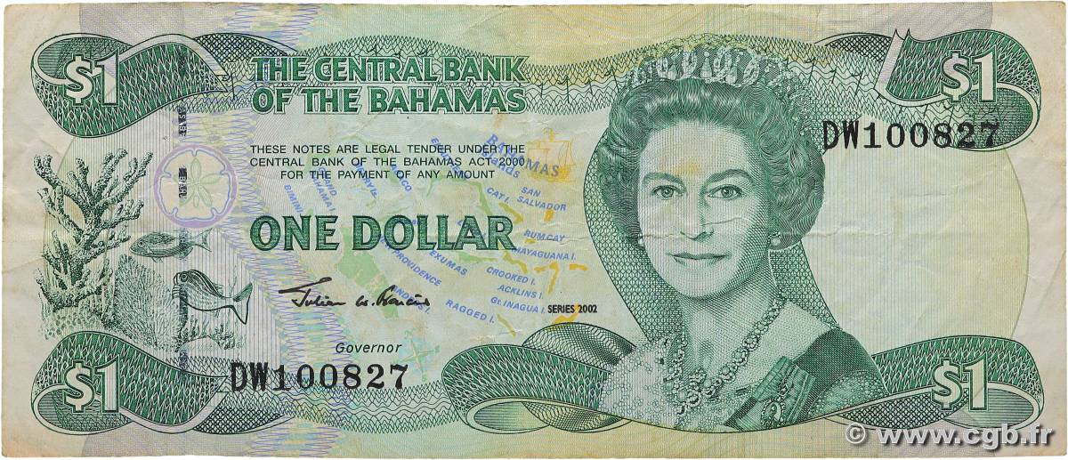 1 Dollar BAHAMAS  2002 P.70 F